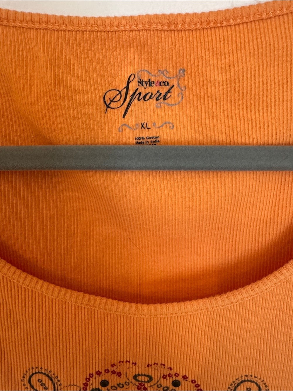 Style & Co. Orange Ribbed Tank with Decorative Mandala - Picture 3 of 6